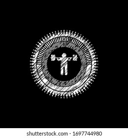 squat icon inside chalkboard emblem
