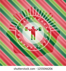 squat icon inside christmas badge.
