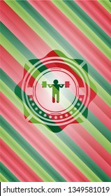 squat icon inside christmas badge background.