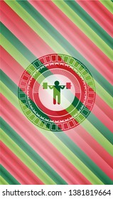 squat icon inside christmas emblem background.