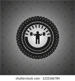 squat icon inside dark badge