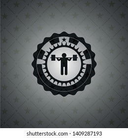 squat icon inside dark badge or emblem