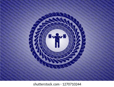 squat icon inside denim background