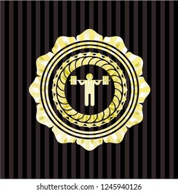 squat icon inside gold shiny badge