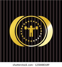 squat icon inside gold shiny badge