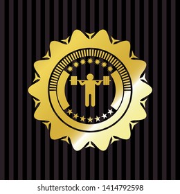 squat icon inside gold shiny emblem
