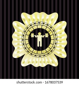 Icono de escudo dentro del emblema dorado brillante