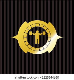 squat icon inside golden badge