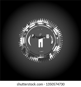 squat icon inside grey camo emblem