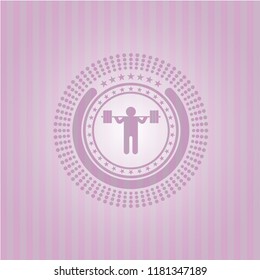 squat icon inside pink icon or emblem