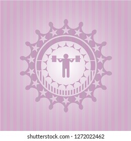 squat icon inside pink icon or emblem