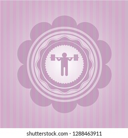 squat icon inside pink emblem. Vintage.