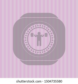 squat icon inside pink emblem. Vintage.