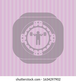 squat icon inside pink emblem. Vintage.