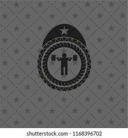 squat icon inside realistic black emblem