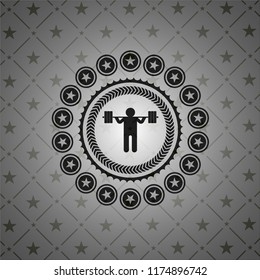 squat icon inside realistic dark emblem