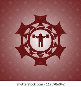 squat icon inside realistic red emblem