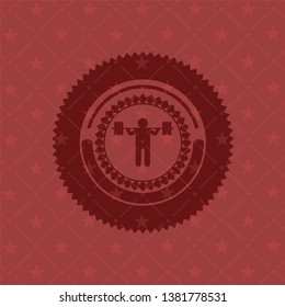 squat icon inside realistic red emblem