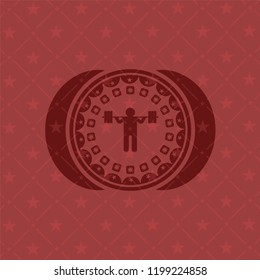 squat icon inside red icon or emblem