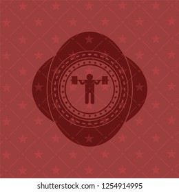squat icon inside red emblem. Retro