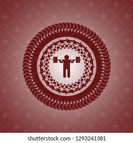 squat icon inside red icon or emblem