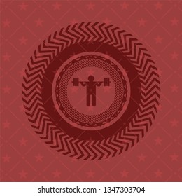 squat icon inside red emblem