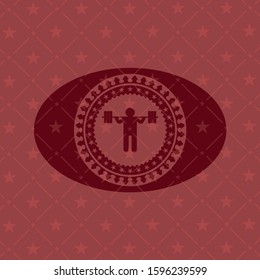 squat icon inside red emblem
