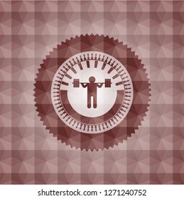 squat icon inside red seamless polygonal badge.