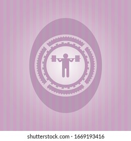 Icono de escudo dentro del emblema rosa retro