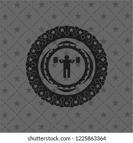 squat icon inside retro style black emblem