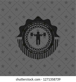 squat icon inside retro style black emblem