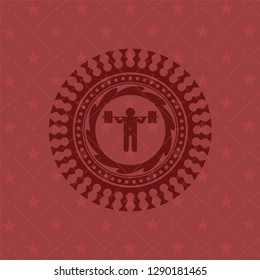 squat icon inside retro style red emblem