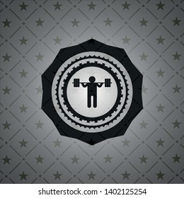 squat icon inside retro style black emblem