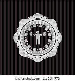 squat icon inside silver badge or emblem