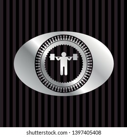 squat icon inside silver badge