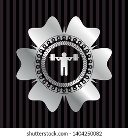 squat icon inside silver emblem
