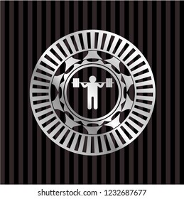 squat icon inside silvery badge