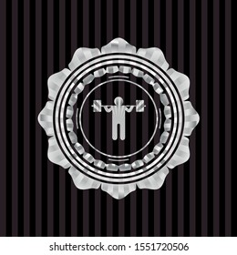 squat icon inside silvery badge