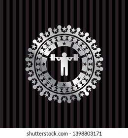 squat icon inside silvery shiny badge