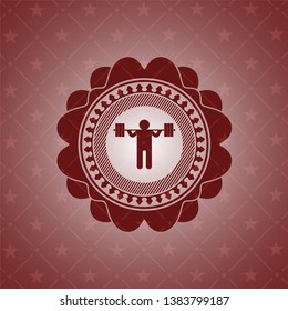 squat icon inside vintage red emblem