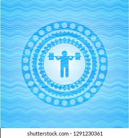 squat icon inside water emblem background.