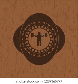 squat icon inside wood signboards