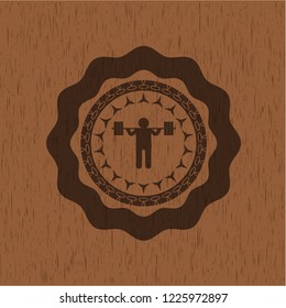 squat icon inside wooden signboards