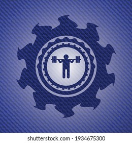 icono de cuclilla con textura jean. 