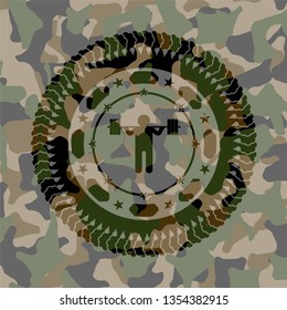squat icon on camo texture