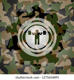 squat icon on camouflaged pattern
