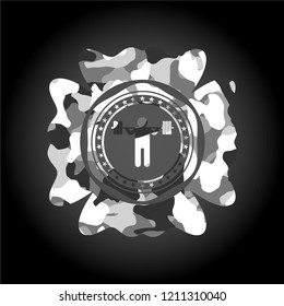 squat icon on grey camo texture