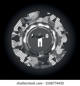 squat icon on grey camo texture