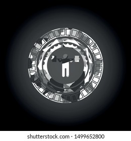squat icon on grey camouflage pattern