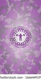 squat icon on pink camo texture